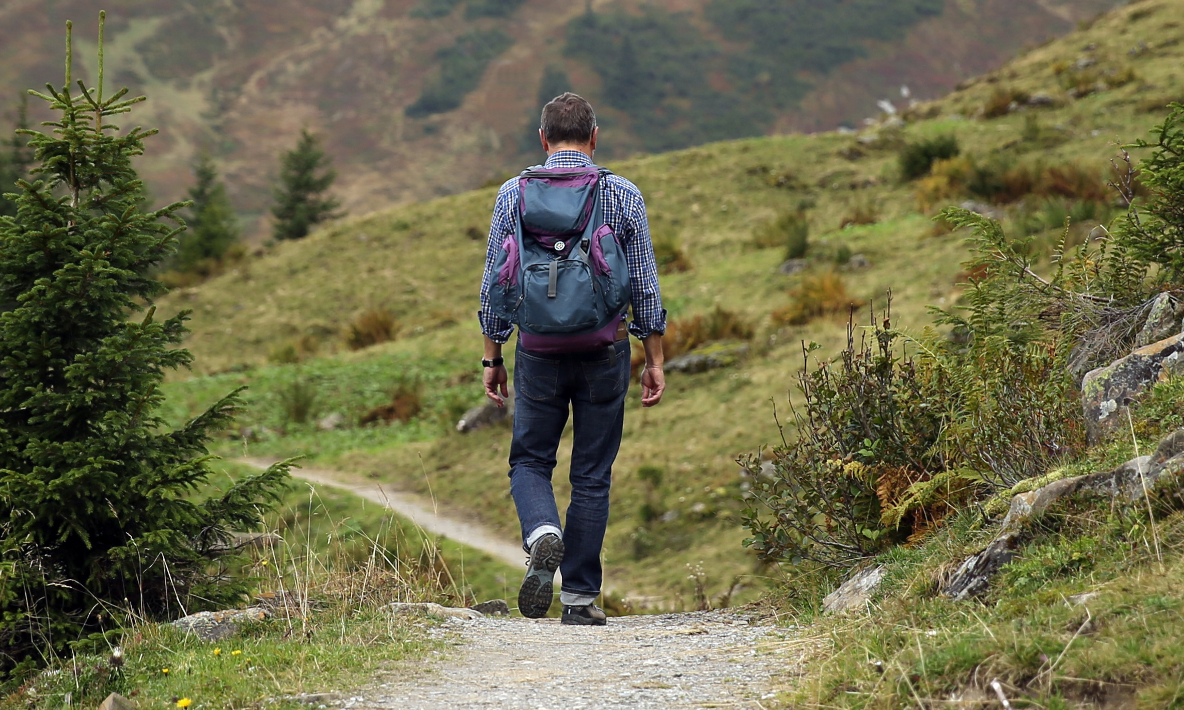 Man Trekking in the Mountain