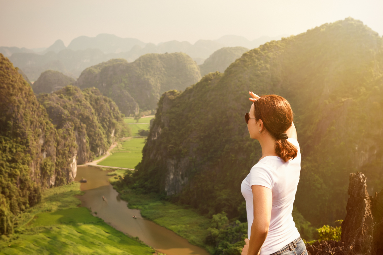 Woman Tourist Looking Far Away 